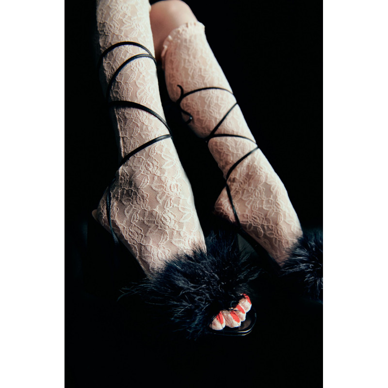 LACE TIGHTS WITH EMBROIDERED NAILS