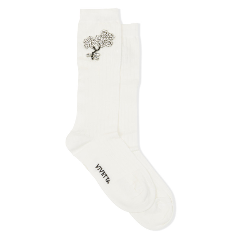 RIBBED SOCKS WITH JEWEL APPLICATION