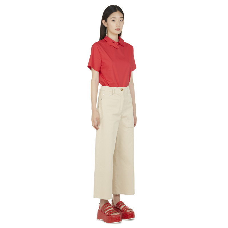 SHIRT WITH ASYMMETRICAL HAND COLLAR