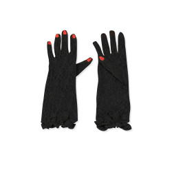 LACE GLOVES WITH EMBROIDERED NAILS