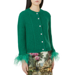 CARDIGAN MOHAIR CON PIUME