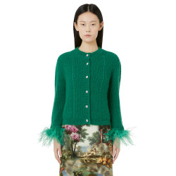 CARDIGAN MOHAIR CON PIUME