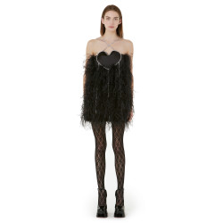 HEART DRESS WITH FEATHERS