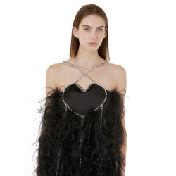 HEART DRESS WITH FEATHERS